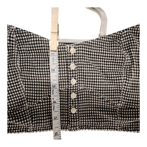 Free People Bralette Black and White Size Medium NWT Button Accent - Picture 3 of 9